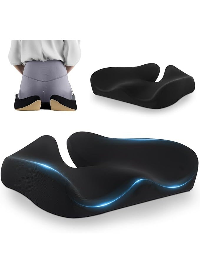 وسادة مقعد طبية ميموري فوم لكراسي المكتب والسيارة - مخدة إرجونوميك لدعم العصعص وعرق النسا - مسند لتقويم القوام وتخفيف ضغط الحوض - غطاء قابل للغسل - Image 1